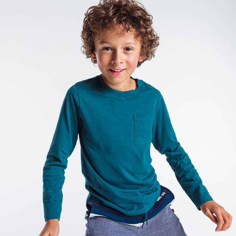 T-shirt uni en coton turquoise garçon
