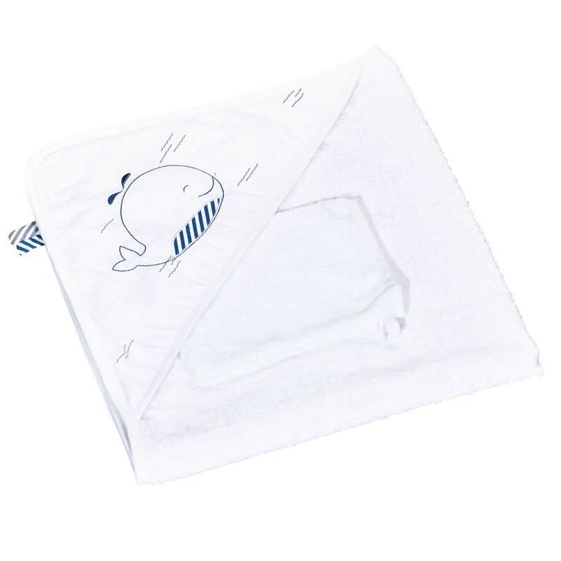Cape de bain et gant Blue baleine