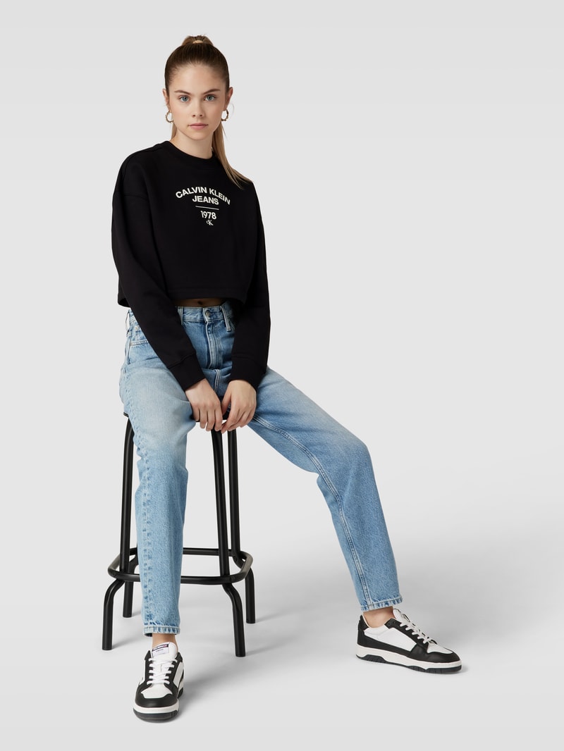 Sweatshirt mit Label-Print Modell 'VARSITY' in black