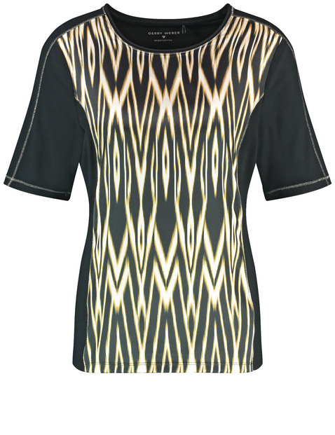 Halbarmshirt mit Material-Mix
