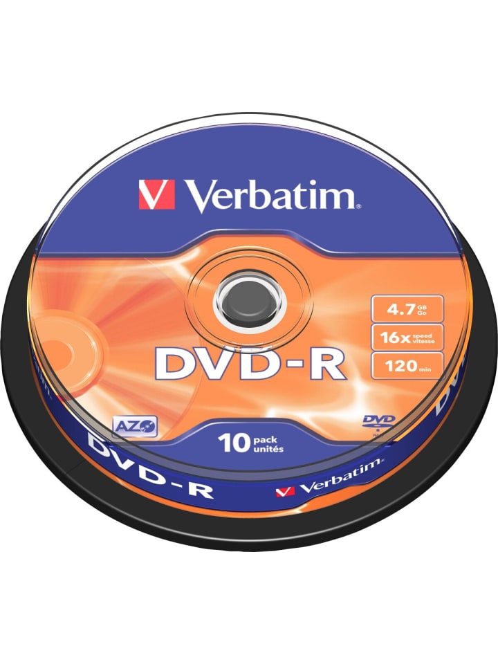 COFI 1453 Verbatim DVD-R 4.7GB/120Min/16x Cakebox (10 Disc) in Orange günstig kaufen onesize