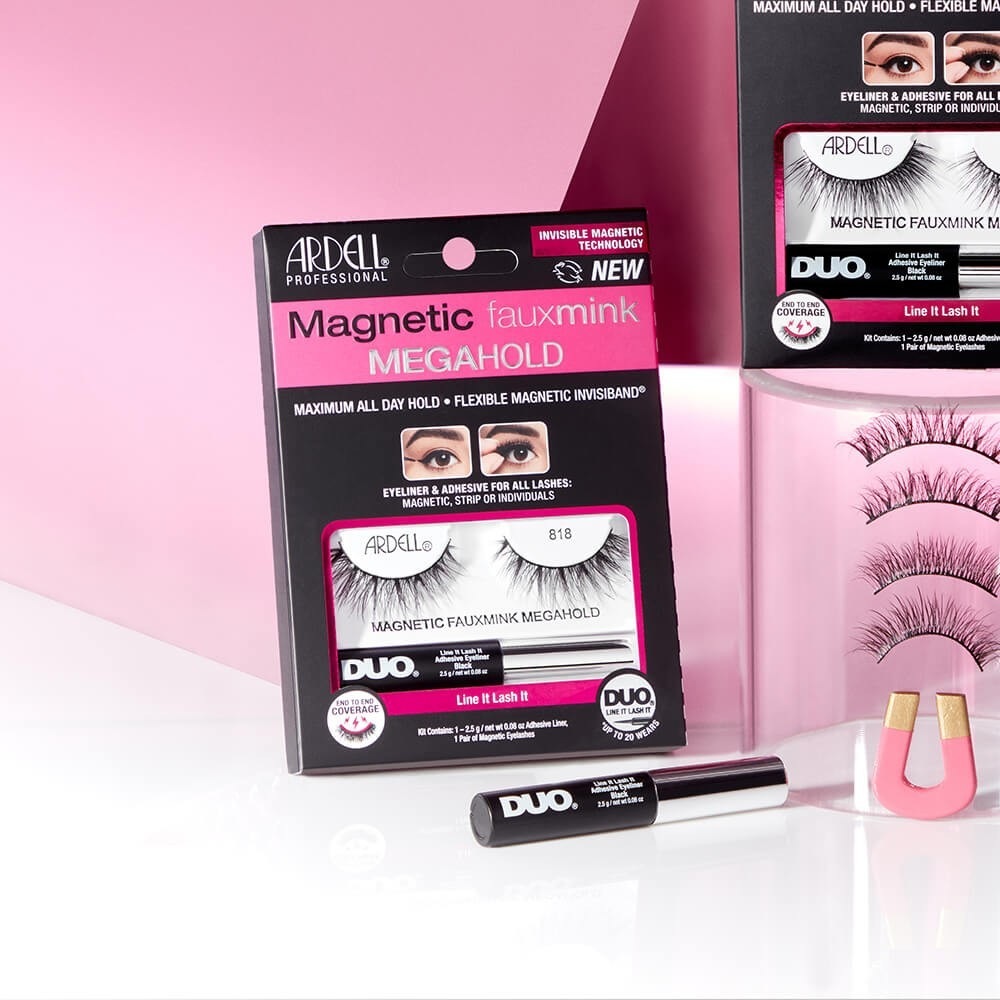 Ardell MegaHold Magnetic False Eyelashes, Faux Mink 818, Ardell and Eyeliner Glue