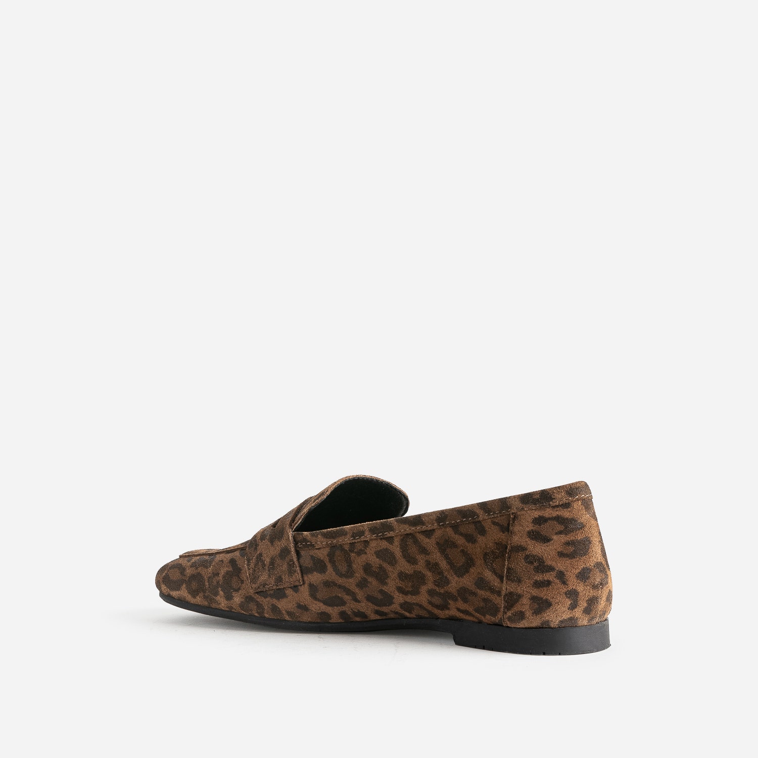 Mocassin camel en cuir velours effet léopard