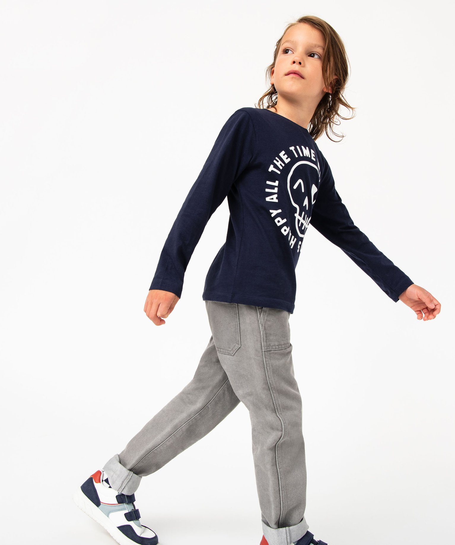 Tee-shirt à manches longues avec motif XXL Garçon marine | GEMO