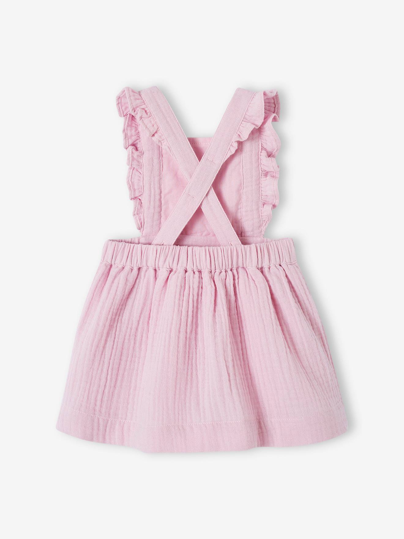 Vertbaudet Mädchen Baby Latzkleid, Musselin - aquamarin