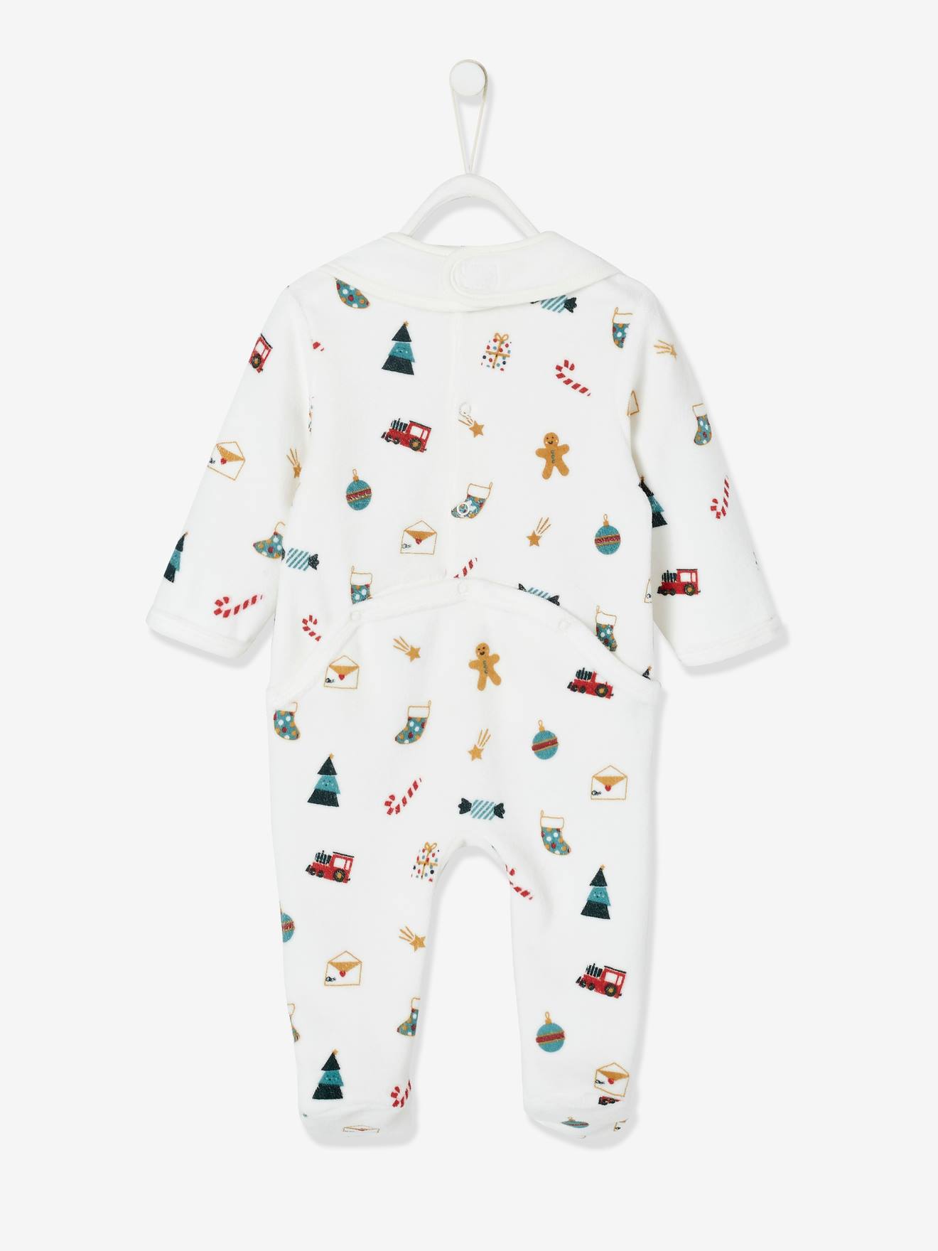 Coffret cadeau de Noël bébé dors-bien en velours + bavoir mixte ivoire imprimé