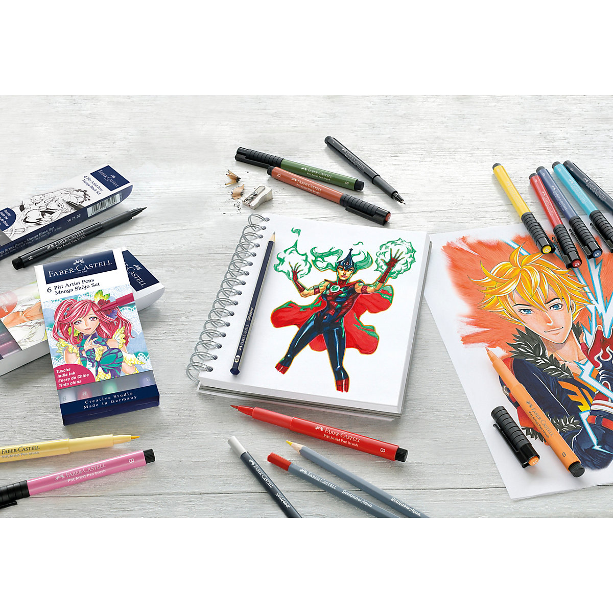 PITT ARTIST Pens Tuschestift Manga Shônen, 6 Farben
