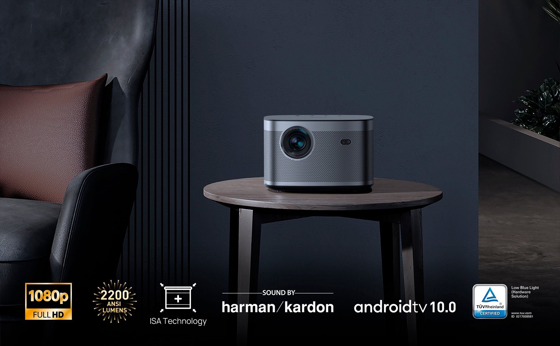 XGIMI HORIZON Beamer (2200 lm, 10000:1, 1920 x 1080 px, Smart Beamer, FullHD, 2200 ANSI-Lumen, auto. Keystone)
