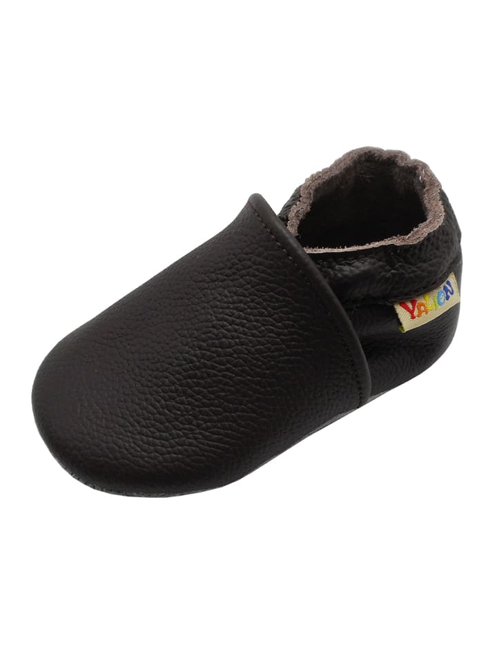 Yalion Leder-Krabbelschuhe in Schokobraun günstig kaufen