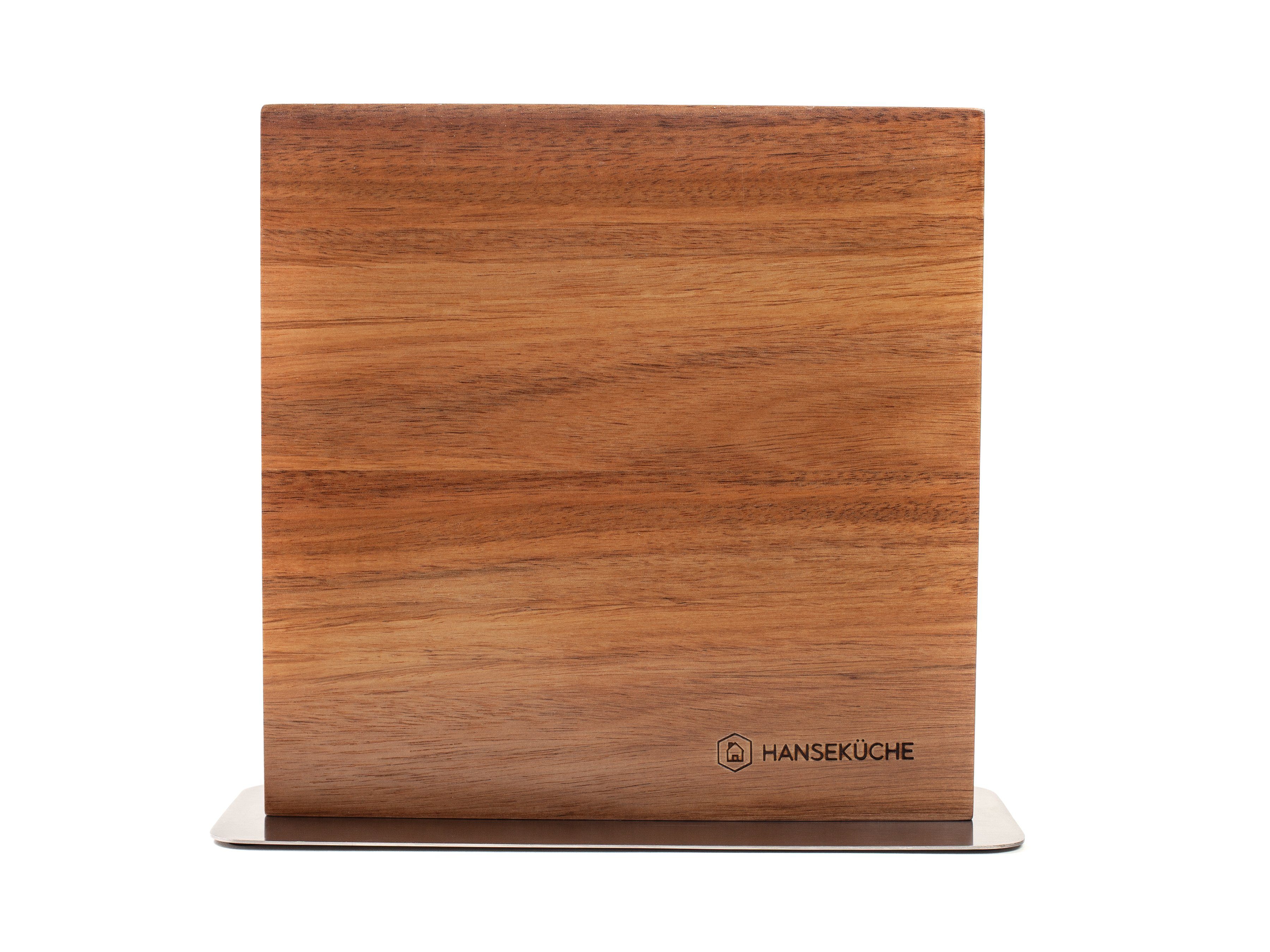 Hanseküche Magnet-Messerblock Hanseküche Messerblock magnetisch aus Akazienholz (1tlg), Akazienholz, Edelstahlplatte