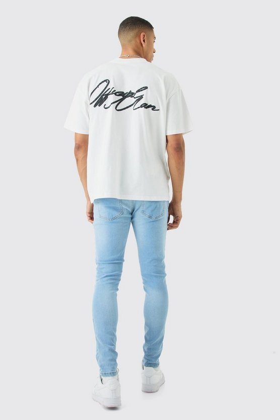 Skinny Stretch Jeans mit Rissen in hellblau