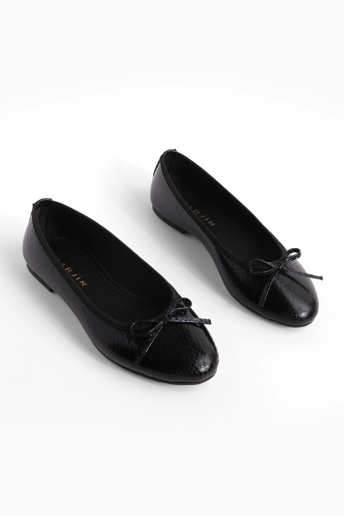 Marjin  Damen Ballerinas mit runder Spitze Adusa Black Snake