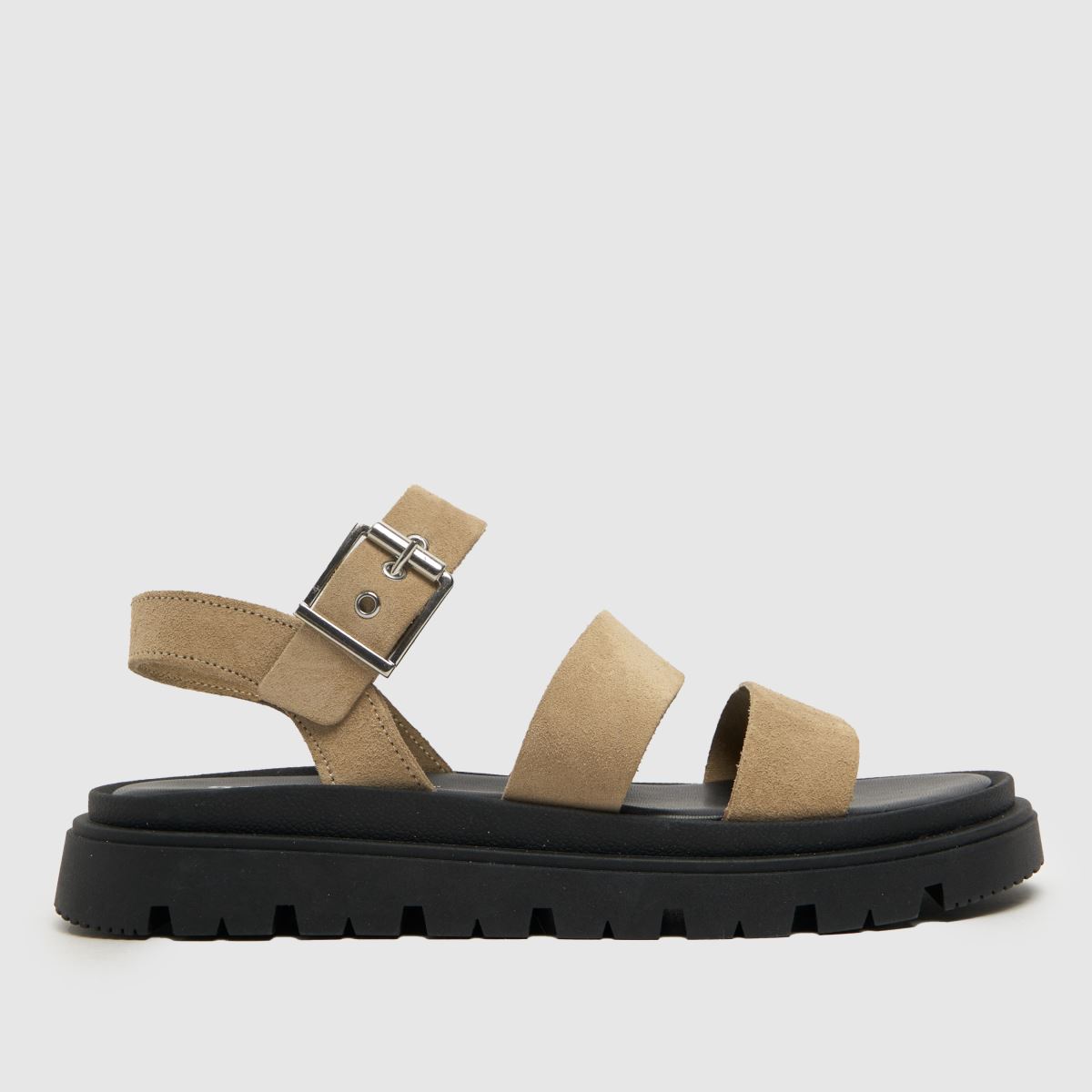 Schuh Tina – Grova, taupefärgade sandaler i mocka med rem