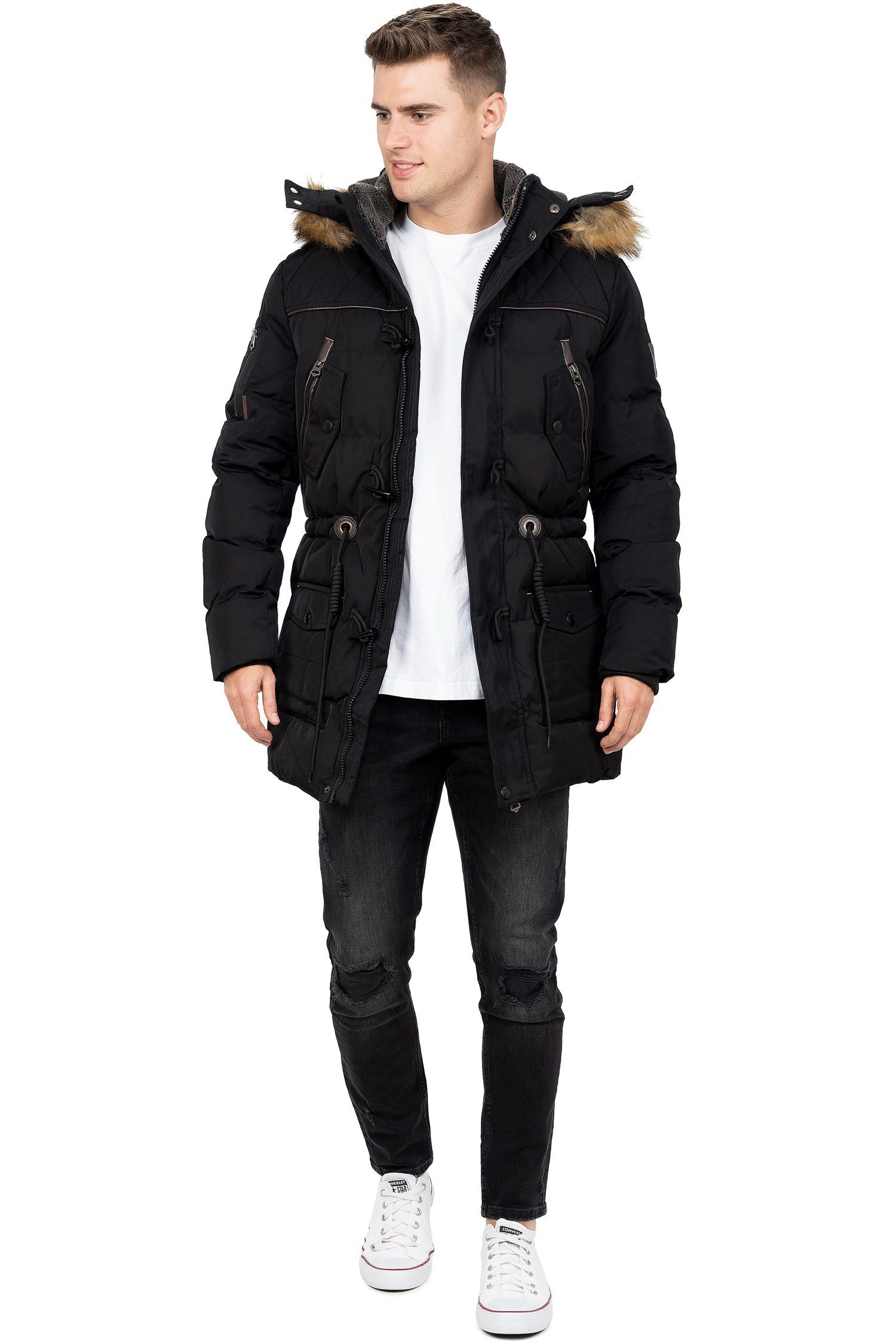 Cipo & Baxx Winterjacke Elegante Jacke BA-CM153 (1-St) mit abnehmbarer Kapuze