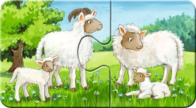 Kinderpuzzle ab 2 Jahren - Tierfamilien auf dem Bauernhof - 2 Teile