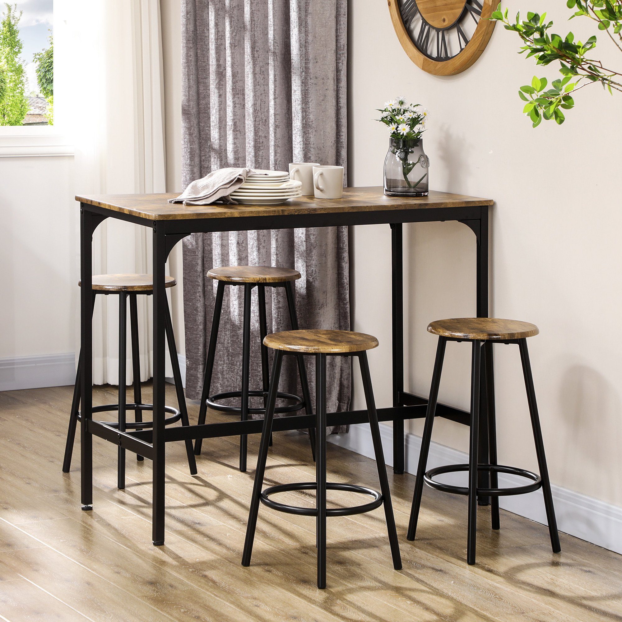 HOMCOM Bargruppe Bartisch Set