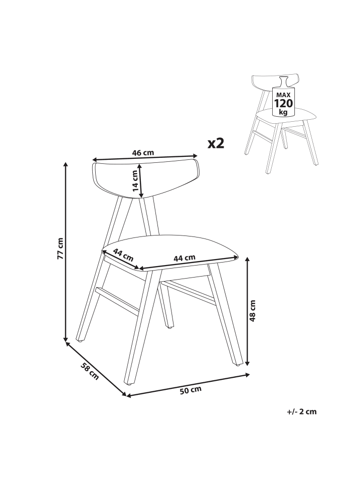 Beliani 2er-Set Esszimmerstuhl LACOTA in Braun/Grau günstig kaufen onesize