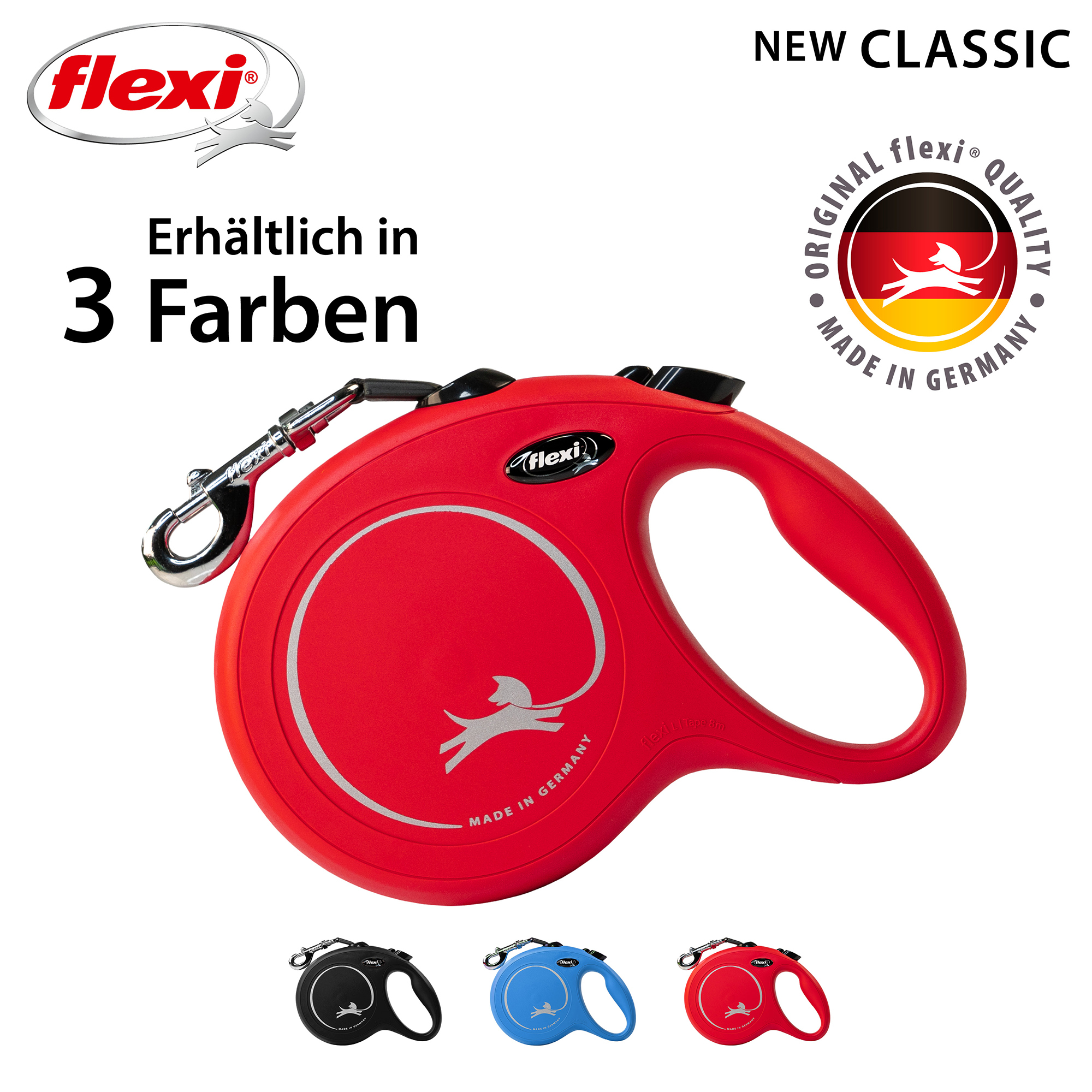 Flexi Hundeleinen Flexi New Classic Gurt rot L, 8 m, 50 kg