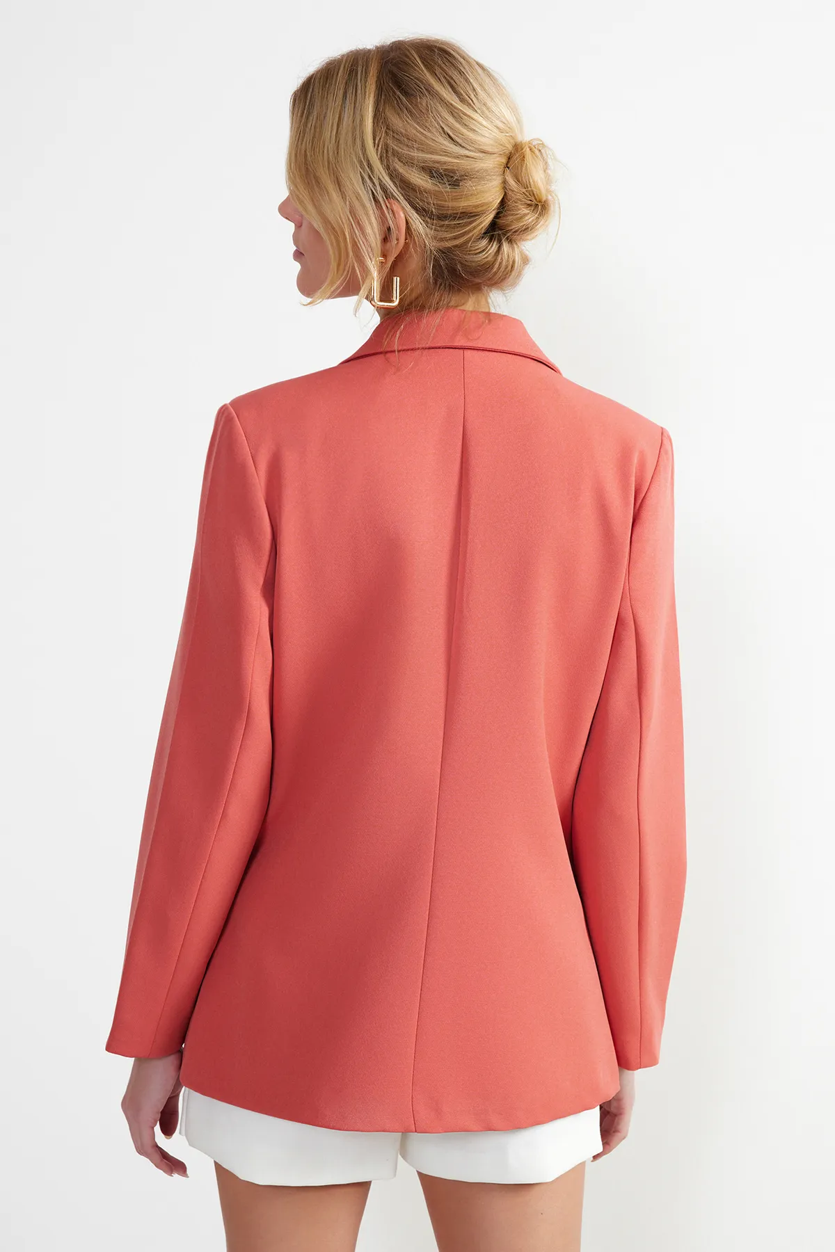 Trendyol Collection  Granatapfelblumen-Blazer mit regulärem Futter, zweireihigem Verschluss, gewebt, TWOSS21CE0137