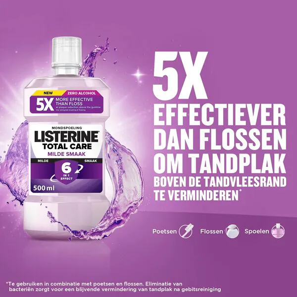Listerine Total Care enyhe ízű szájvíz 500ml - alkoholmentes