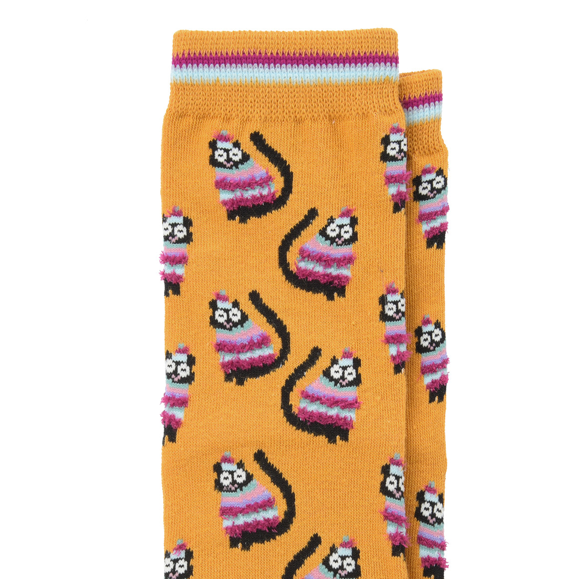 1 Paar Damen Socken mit Katzen-Motiv