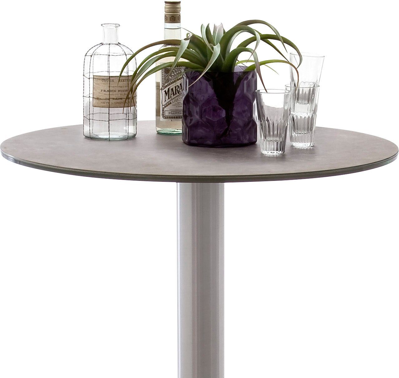 MCA furniture Bartisch Zarina, Bartisch mit Glaskeramik Tischplatte mit Edelstahl Gestell