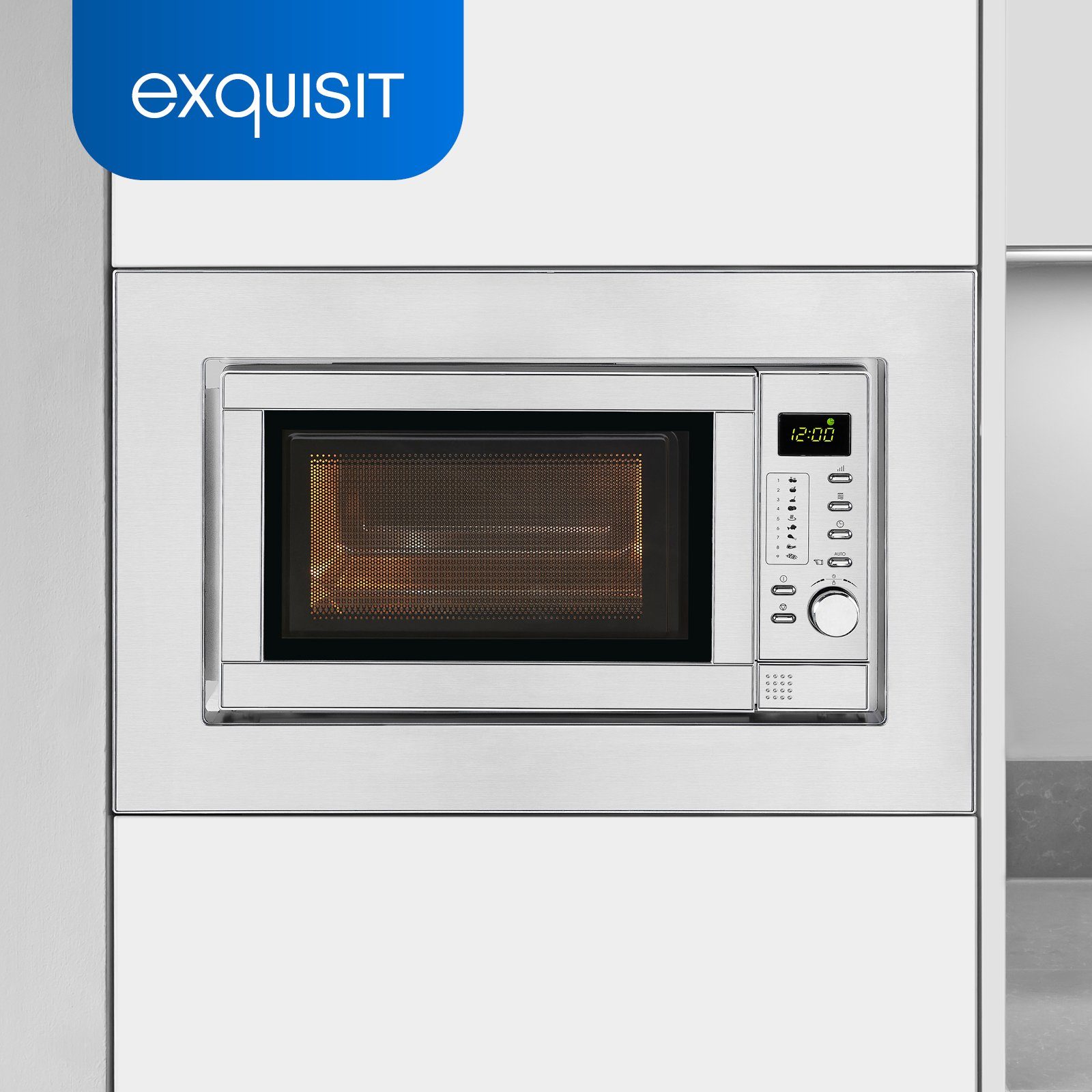 exquisit Einbau-Mikrowelle EMW 19-7, Kombifunktionen, Grill, 20,00 l, einbaufähig mit praktischen Automatikprogrammen