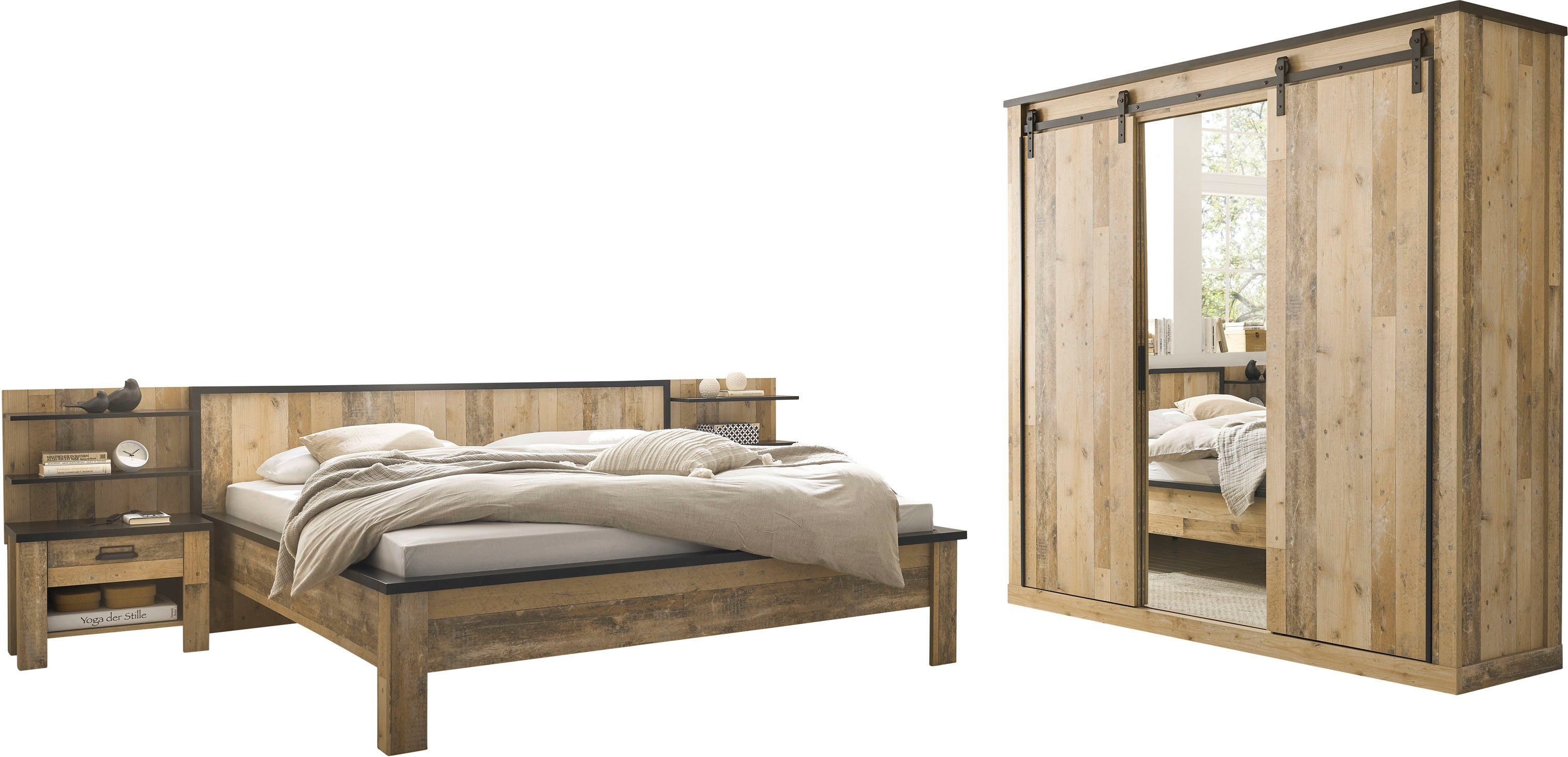 Home affaire Schlafzimmer-Set SHERWOOD, (6-St), Liegefläche 180x200cm, Schrank 3-trg. 201cm breit