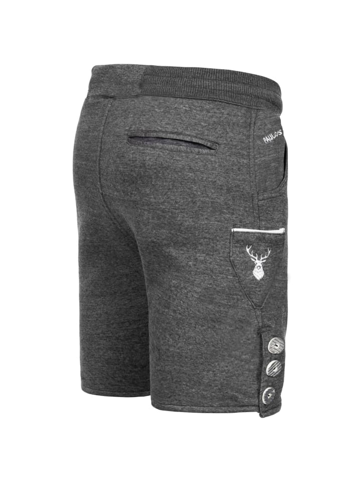 PAULGOS Jogginghose Design Trachten Lederhose Bermuda Shorts Kurz JOK5 in Dunkelgrau günstig kaufen
