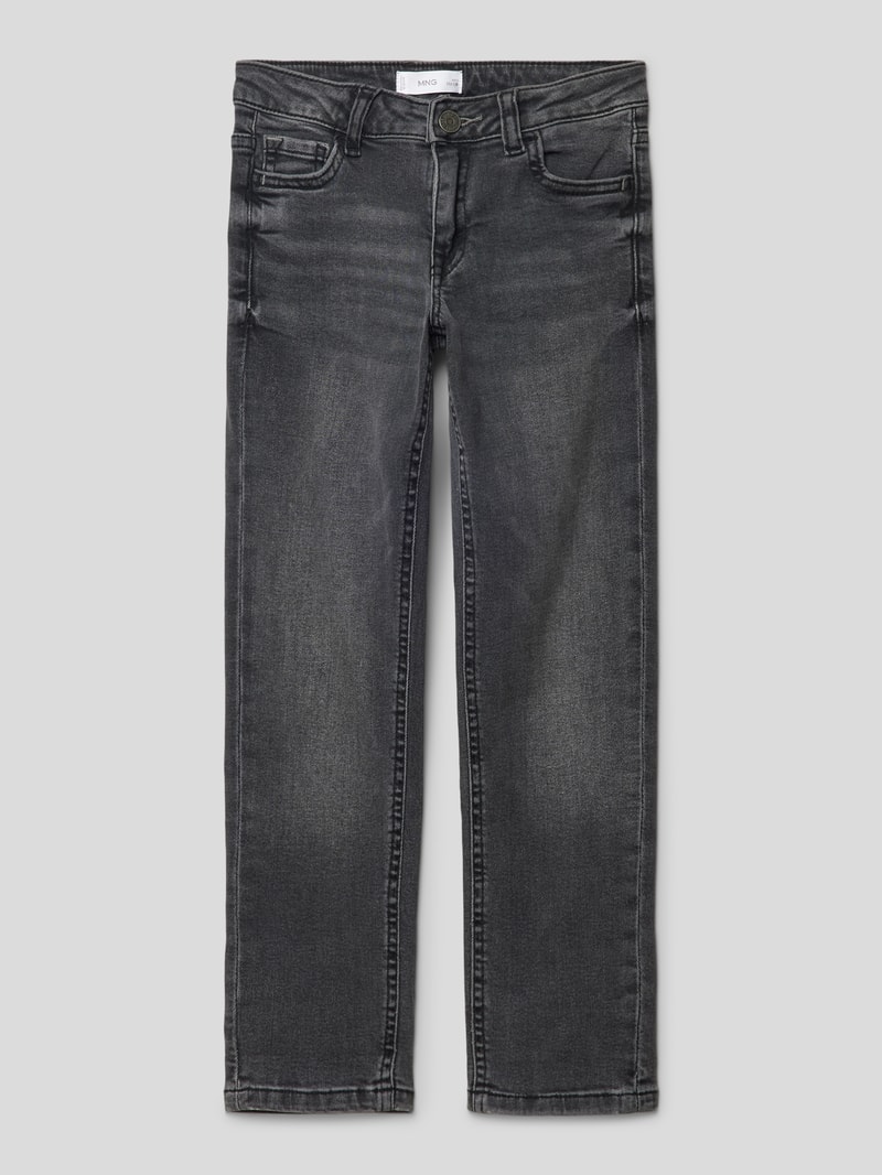 Regular Fit Jeans mit Knopf- und Reißverschluss in schwarz