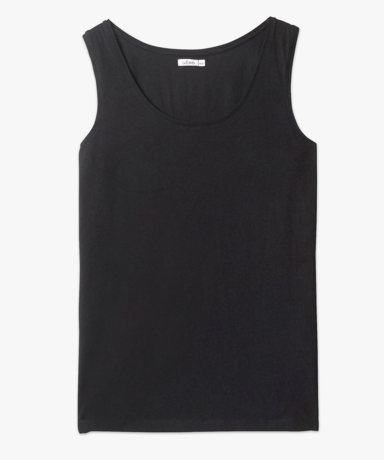 Débardeur femme grande taille uni en coton extensible noir | GEMO
