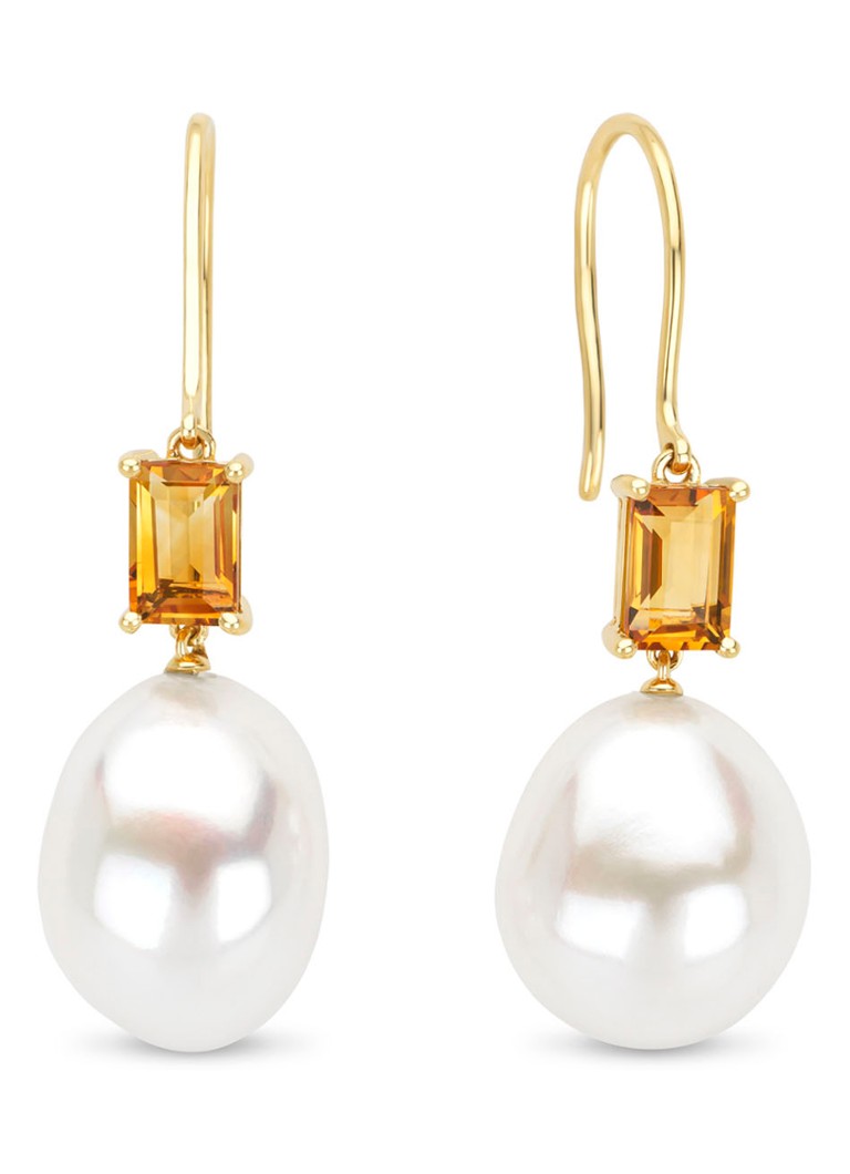Diamond Point Yellow gold earrings, 1.19 ct citrine, Riviera