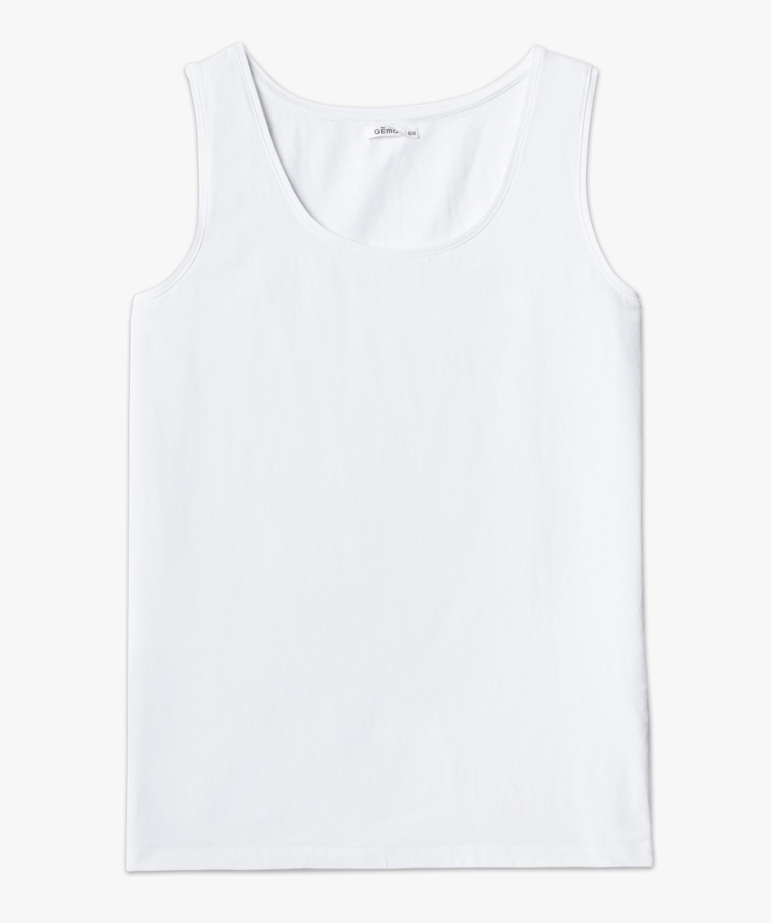 Débardeur femme grande taille uni en coton extensible blanc | GEMO