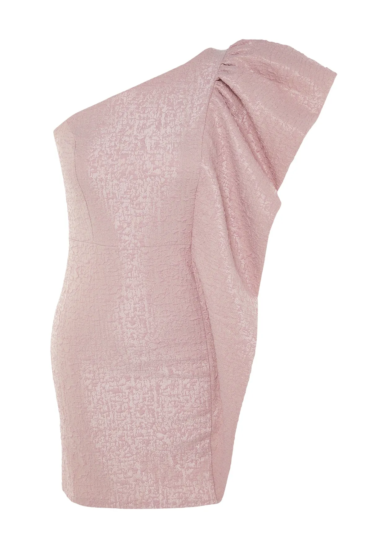 Trendyol Collection  Rosa, taillierter Volant, gewebte Struktur, selbstgemustertes, elegantes Abendkleid TPRSS23EL00085
