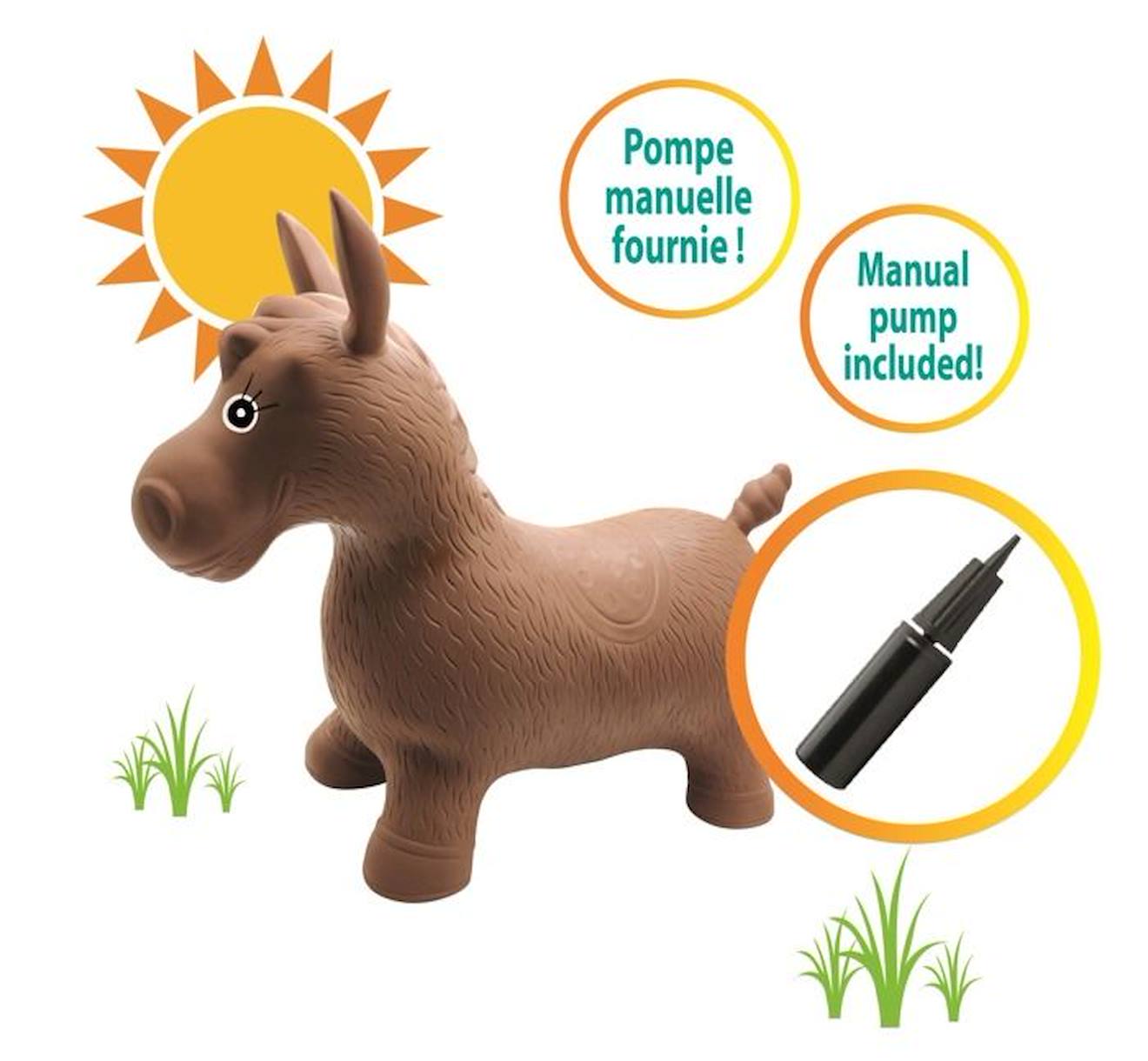 Cheval Sauteur Gonflable en Peluche marron