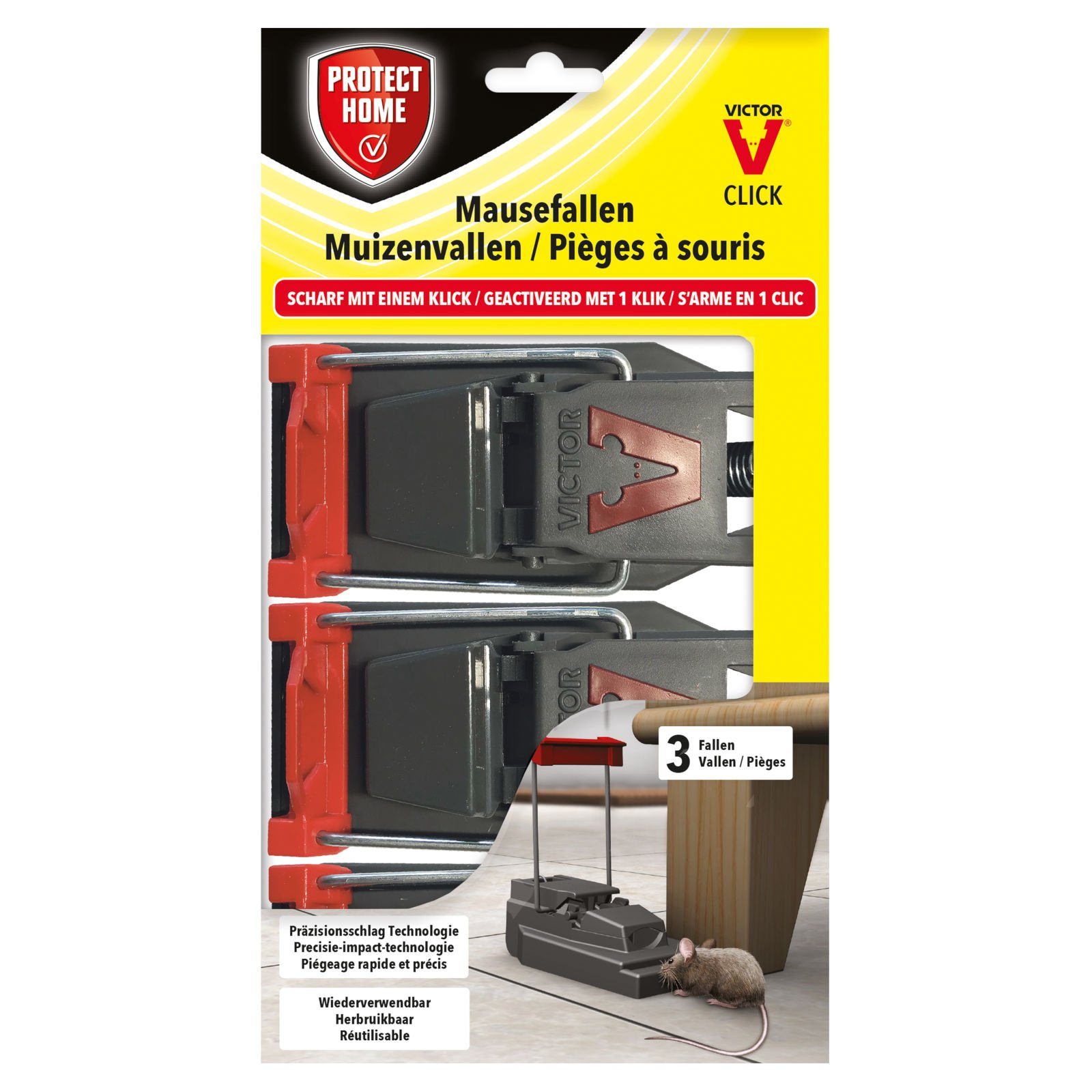 Protect Home Schlagfalle Mausefallen Click - 3 Stück