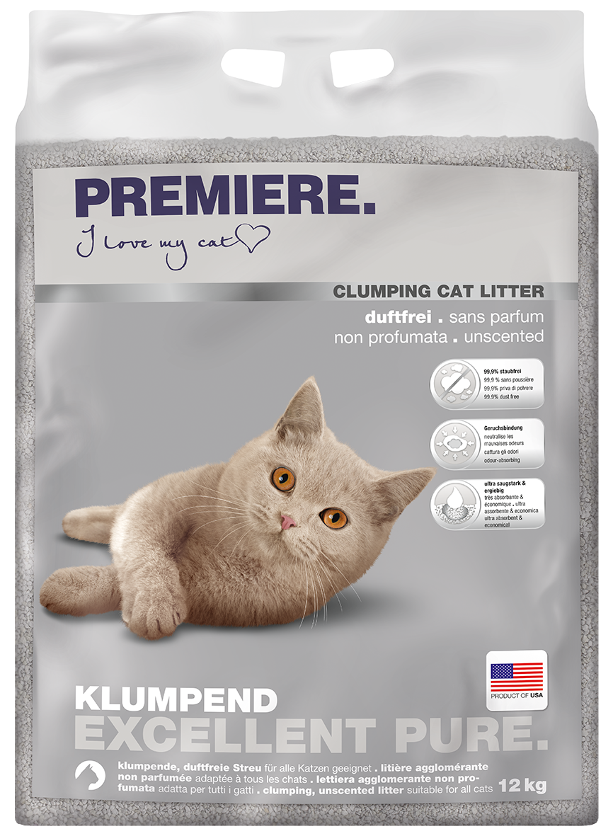 PREMIERE Katzenstreu PREMIERE Excellent Klumpstreu Pure, ohne Duft 2x12 kg