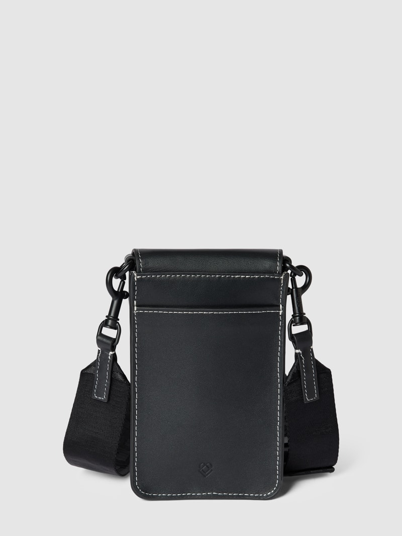 Handytasche mit Label-Details Modell 'Mobile' in schwarz
