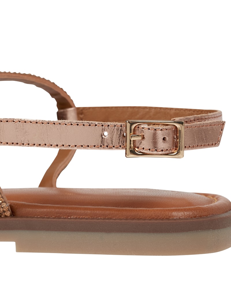Sandalen mit Strasssteinen in kupfer