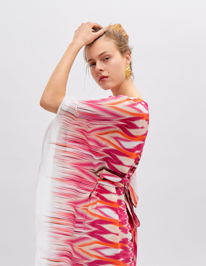 Robe longue fuchsia motif ethnique IKKS x GIGEEZ Femme