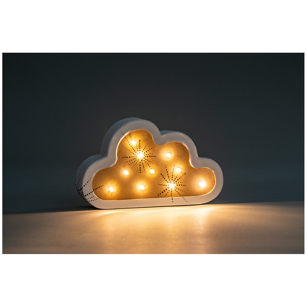 Pappmaché Licht Wolke, 20x3x11,5cm