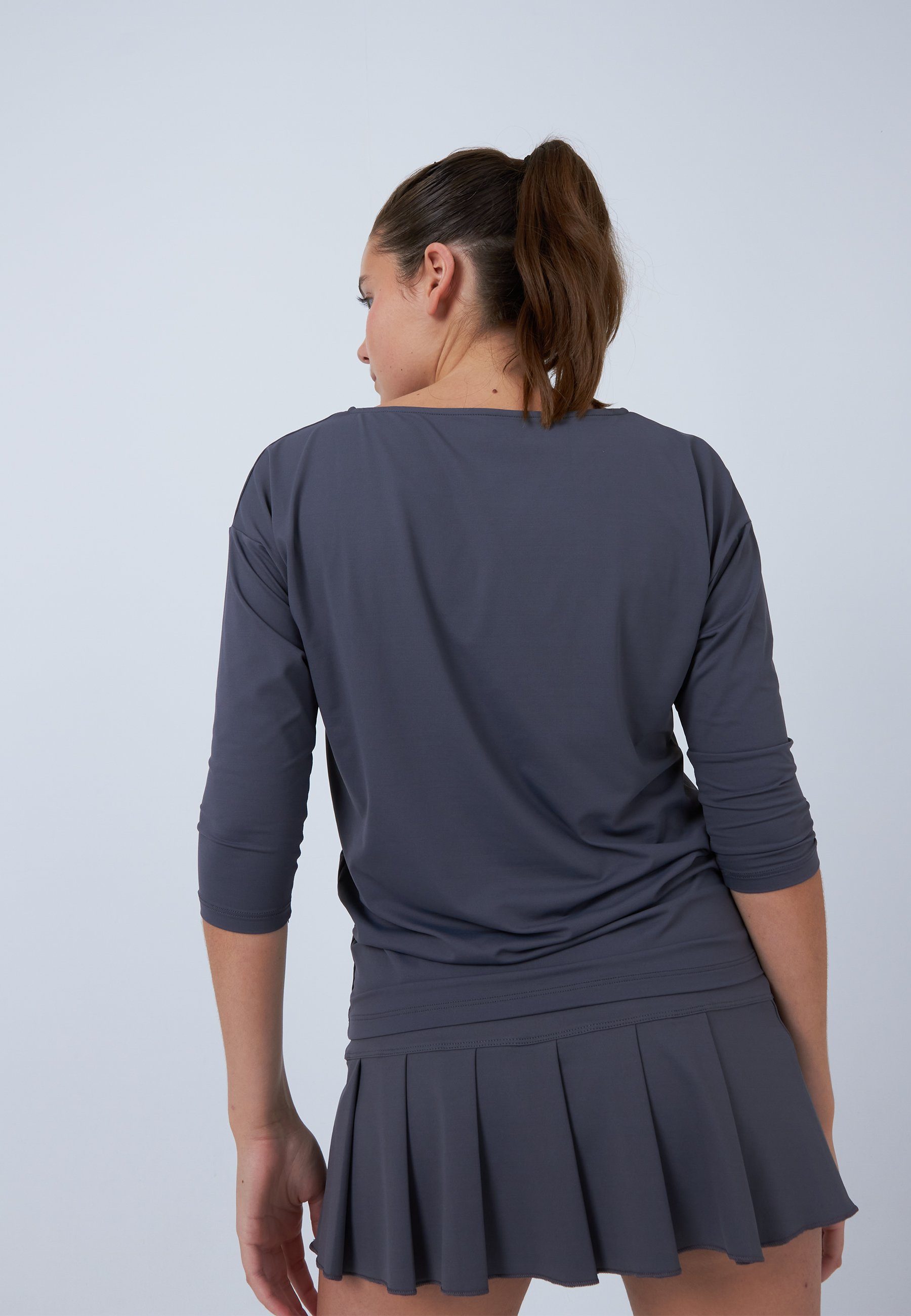 SPORTKIND Funktionsshirt Tennis 3/4 Loose Fit Shirt Mädchen & Damen grau