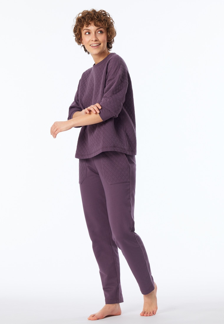 Hose lang Jersey-Quiltstoff und Sweatware malve - Mix+Relax