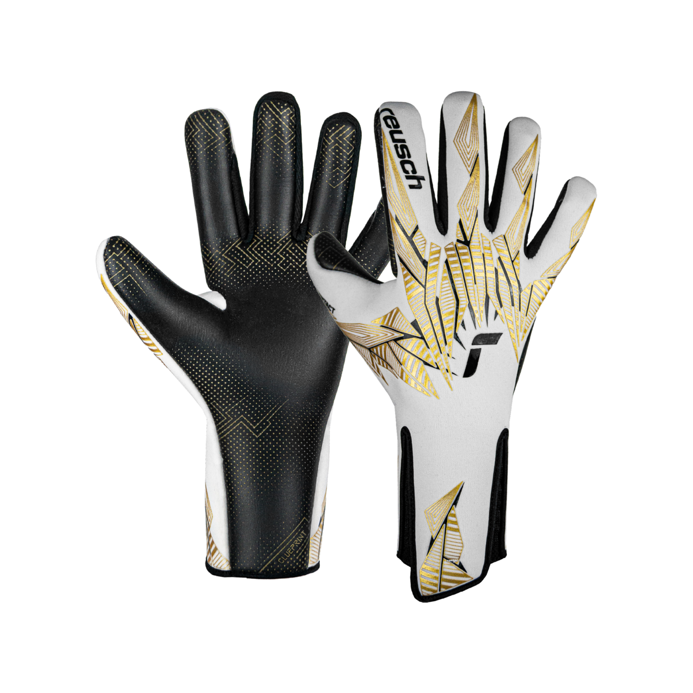 Reusch Pure Contact Gold X GluePrint Strapless TW-Handschuhe Weiss Gold Schwarz F1131