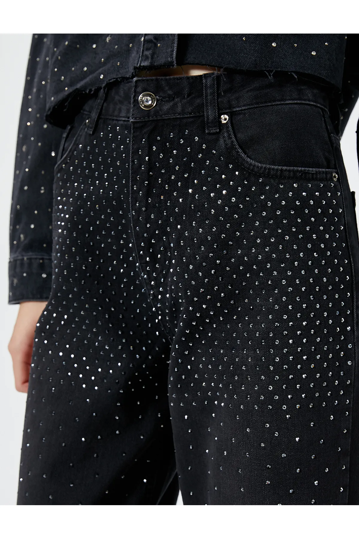 Koton  Steinbestickte Jeans mit hoher Taille – Nora Jeans