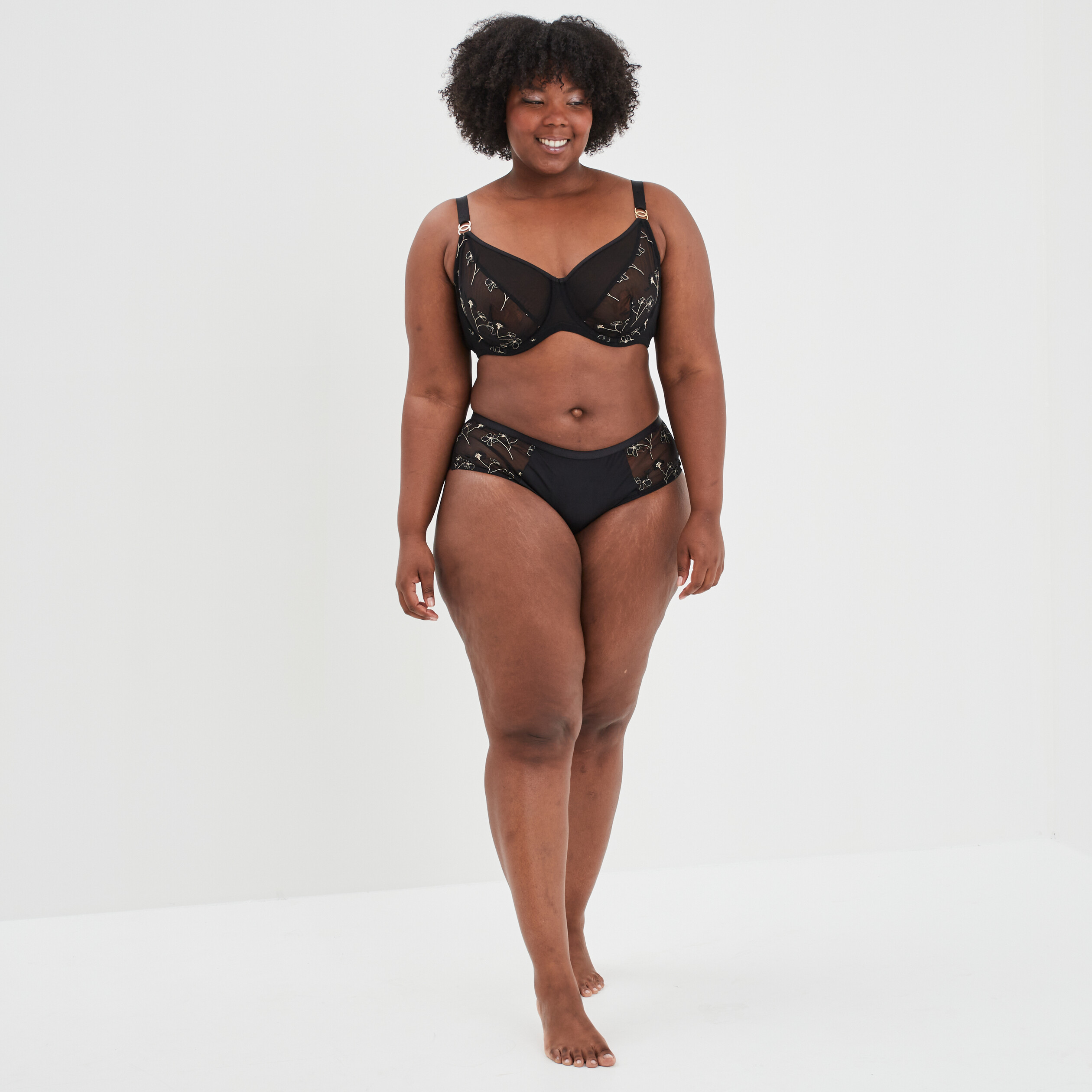 Shorty avec borderie noir femme grande taille | La Halle