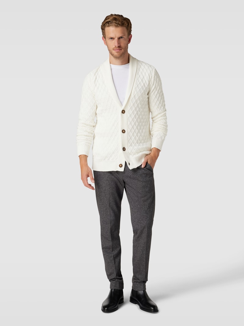 Strickjacke mit Schalkragen und Knopfleiste in offwhite