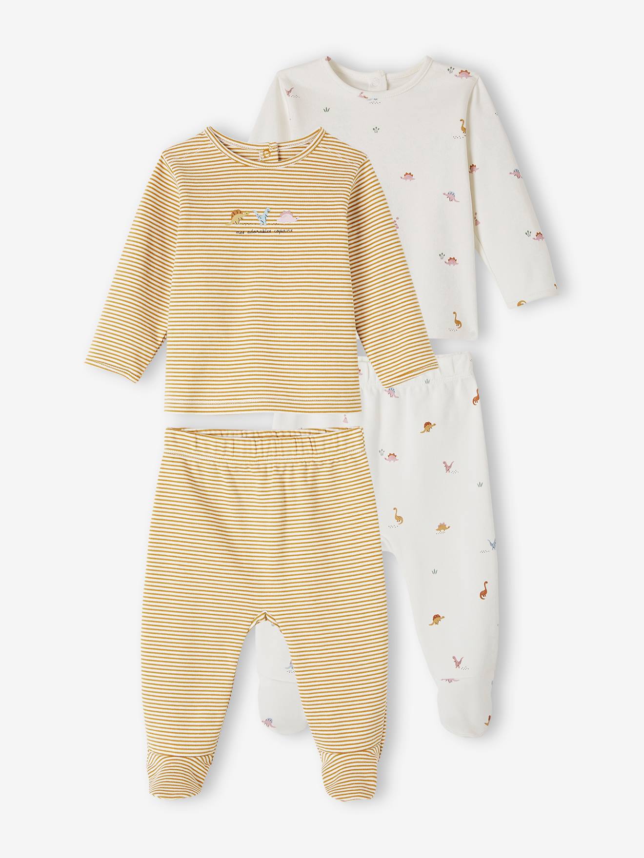 Lot de 2 pyjamas dinosaure bébé en interlock terracotta