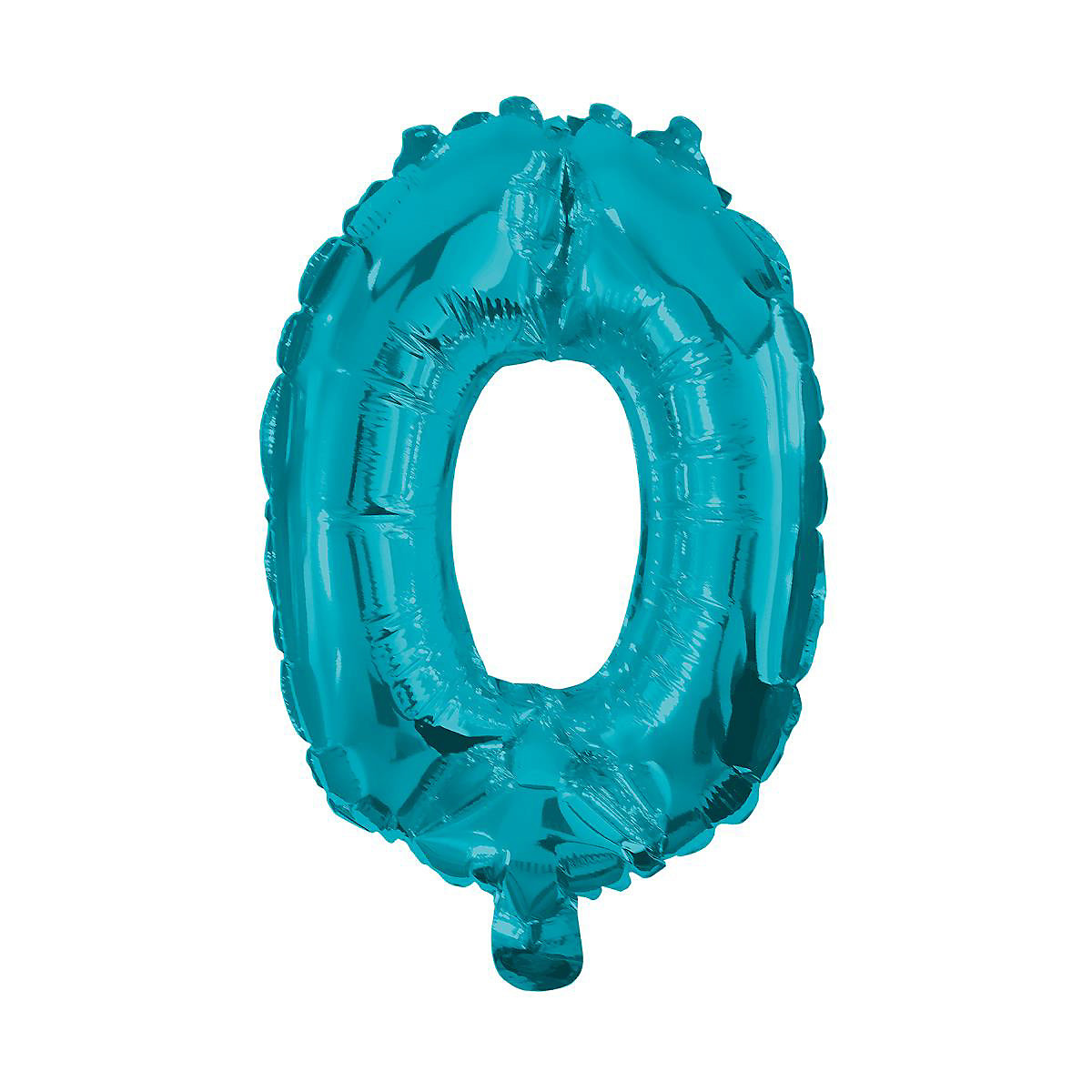 Folienballon Zahl 0 türkis, 10 cm, inkl. Pustehalm