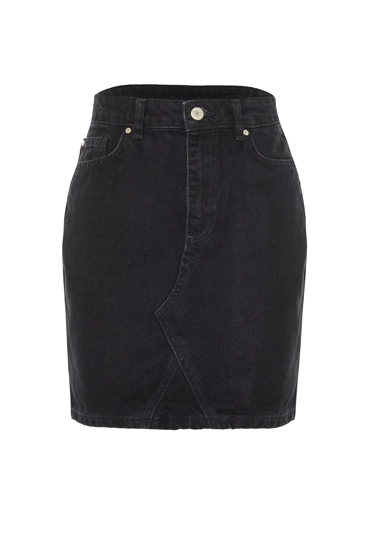 Trendyol Collection  Schwarzer hoch taillierter Mini-Jeansrock TWOSS20ET0151